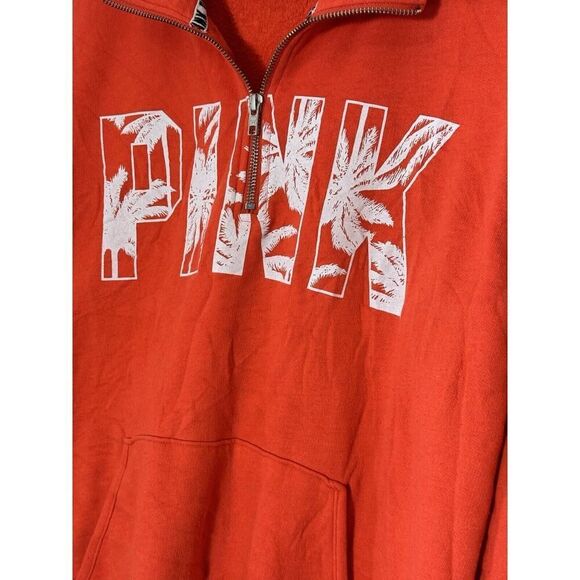 Victorias Secret Y2K PINK Half-Zip Pullover Palm Spellout Large Soft - Picture 2 of 6